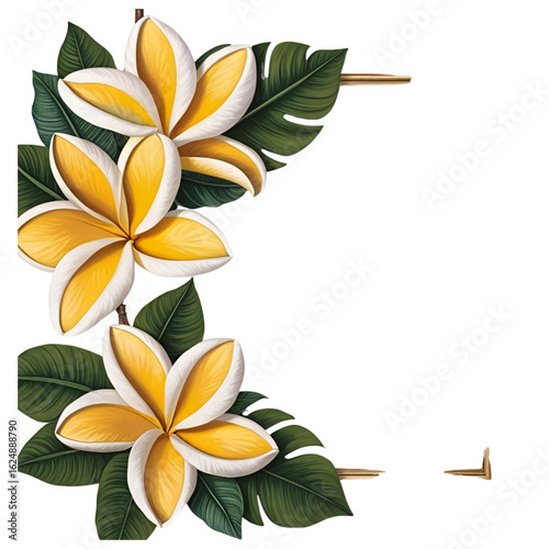 frangipani flower on white background