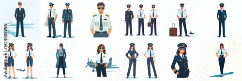 Above the Clouds: A Dynamic Collection of Illustrations Featuring Male and Female Pilots