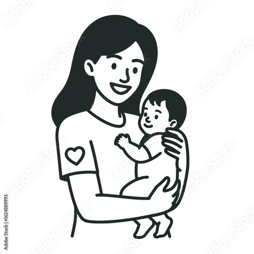 Mother Holding Baby, Celebrating Motherhood and Child Bonding