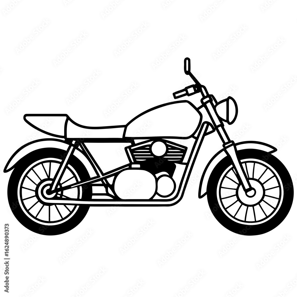 Obraz premium Minimal Spoke Motorbike Side View line art