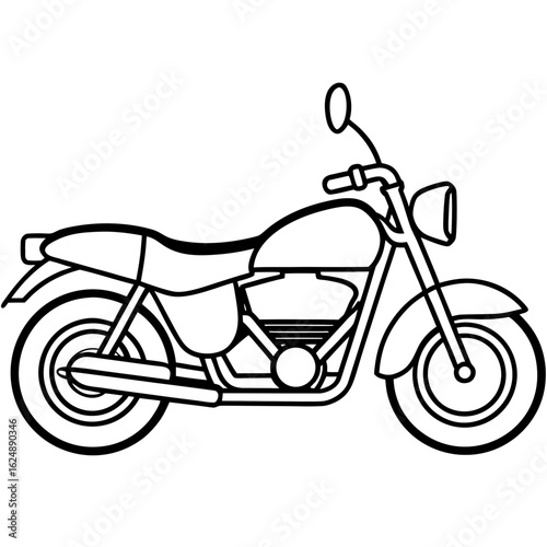 Minimal Spoke Motorbike Side View line art