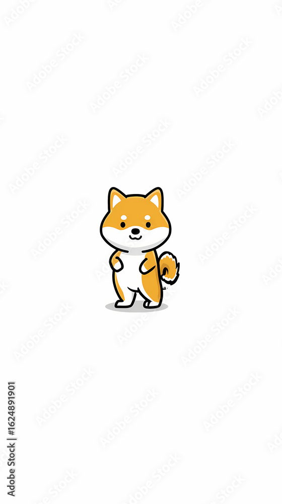 Obraz premium Charming and Playful Shiba Inu Character Design in Adorable Q Version Style Perfect for Pet Lovers and Animation Enthusiasts