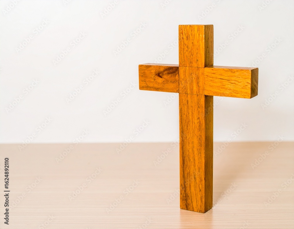Naklejka premium Wooden cross on a cemetery
