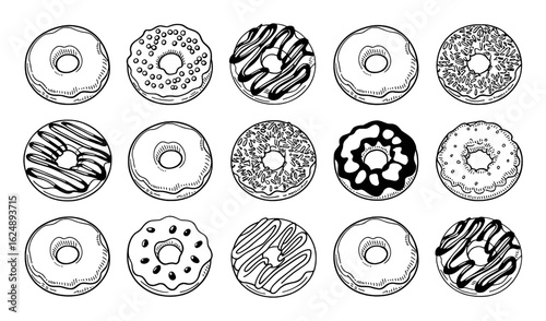 Assorted donuts with glaze and sprinkles food sweet