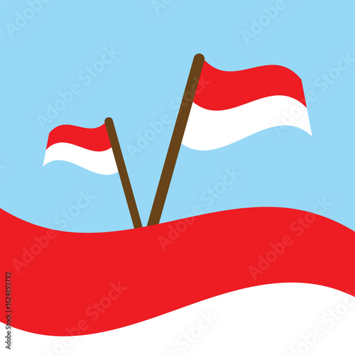 Indonesian Flag. Independence Day. Stock Illustration