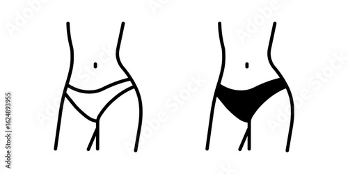 slim woman's waist icon white on background
