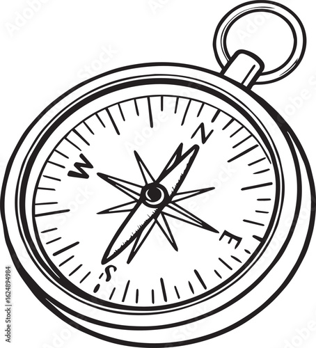 Hand-Drawn Compass - Navigation and Direction Symbol