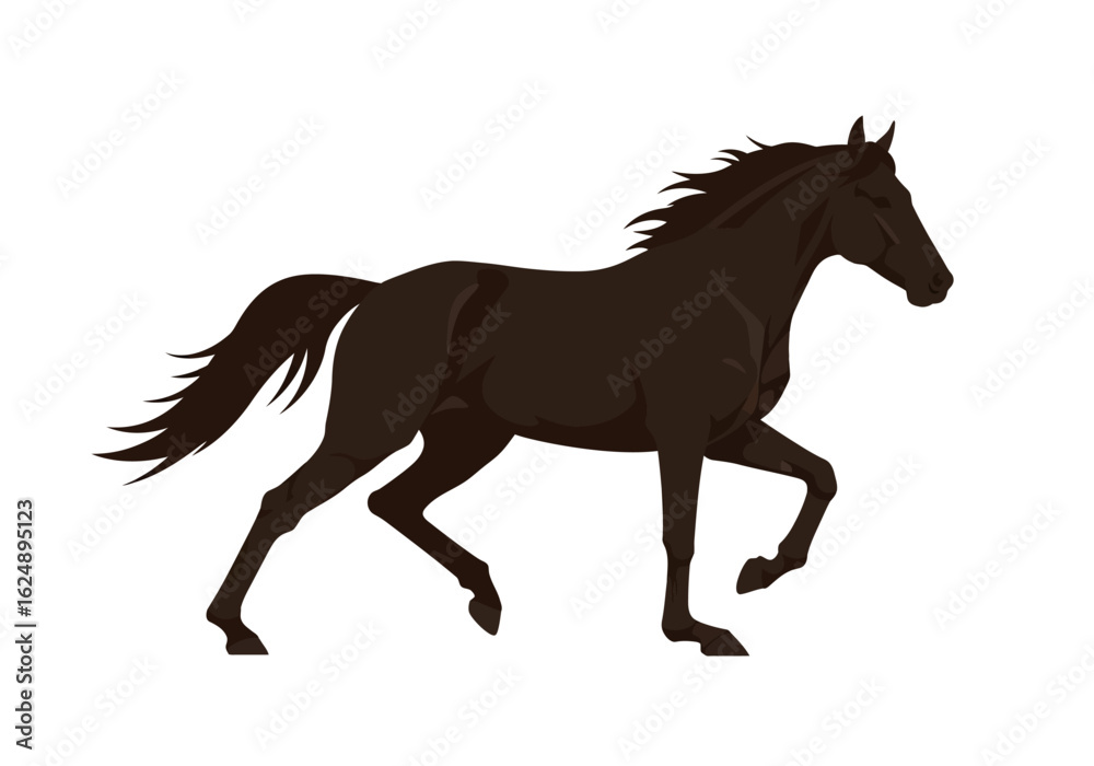 Obraz premium Galloping Shadow Dark horse mane flying midstride