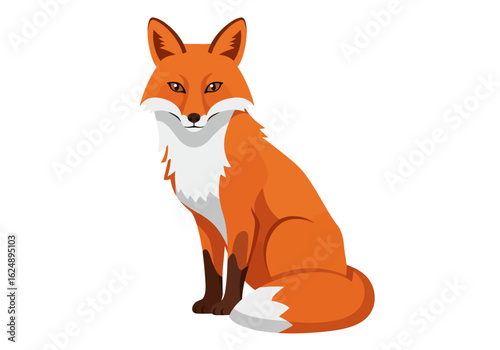 Cartoon Fox A vibrant orange and white fox sits poised with a sharp observant gaze against a clean uncluttered backdrop