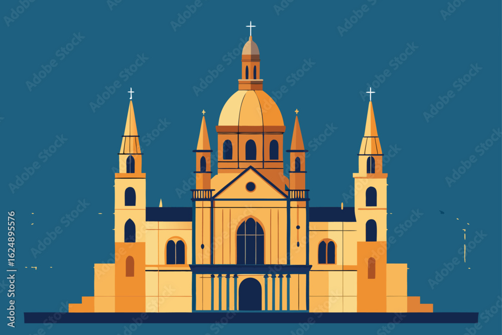 Fototapeta premium sketch of cathedral with structural annotations .eps