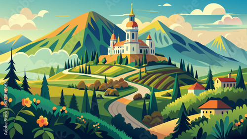 Holy Mountain in Pribram stands majestically, surrounded by lush greenery in spring. This Baroque complex attracts pilgrims seeking spiritual solace and stunning views of the countryside.