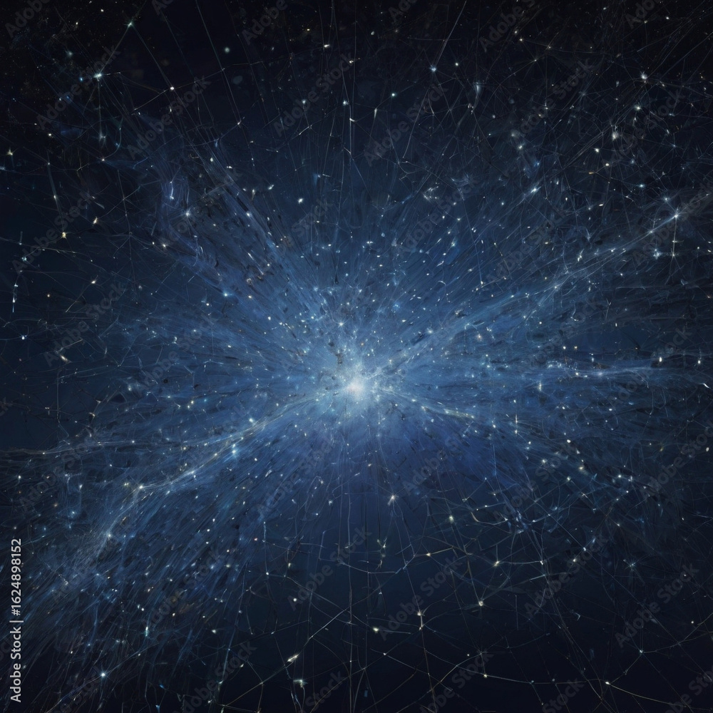 Fototapeta premium uminescent specks, delicately linked by slender white threads