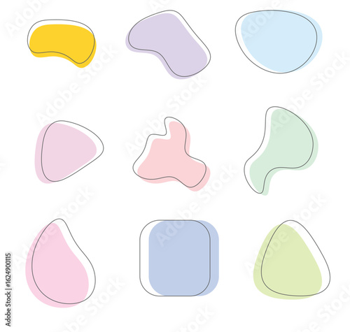 set of colorful abstract shape vector illustration on white isolated