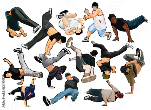 Various B-boy dance moves