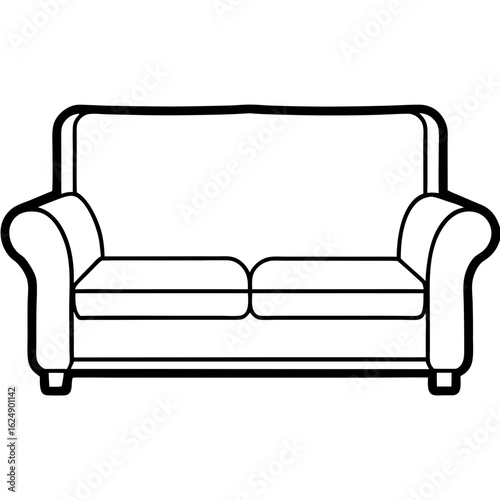 Minimalist Sofa Set Front Outline Vector