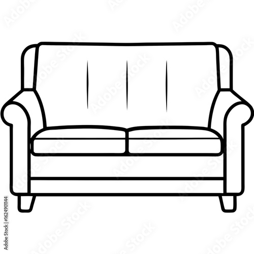 Minimalist Sofa Set Front Outline Vector
