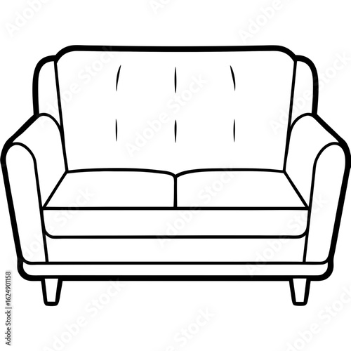 Minimalist Sofa Set Front Outline Vector