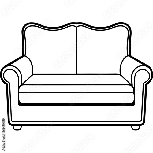 Minimalist Sofa Set Front Outline Vector
