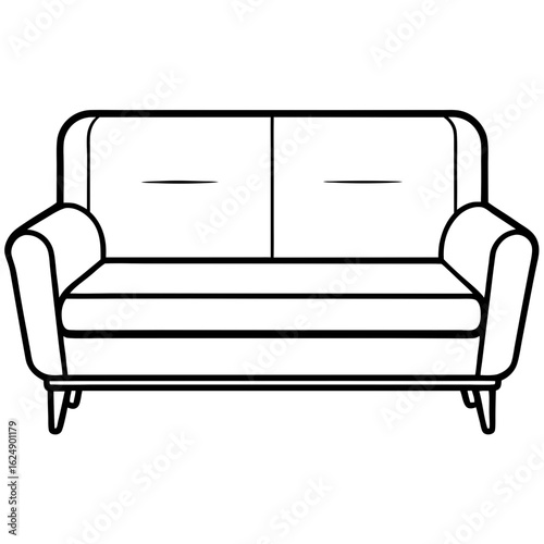 Minimalist Sofa Set Front Outline Vector
