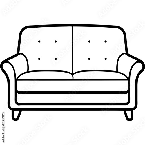 Minimalist Sofa Set Front Outline Vector