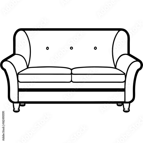 Minimalist Sofa Set Front Outline Vector