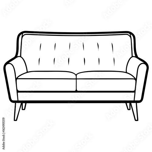 Minimalist Sofa Set Front Outline Vector