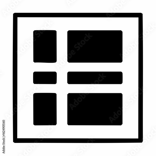 Minimalist grid layout icon for web design, application interface, or digital publication