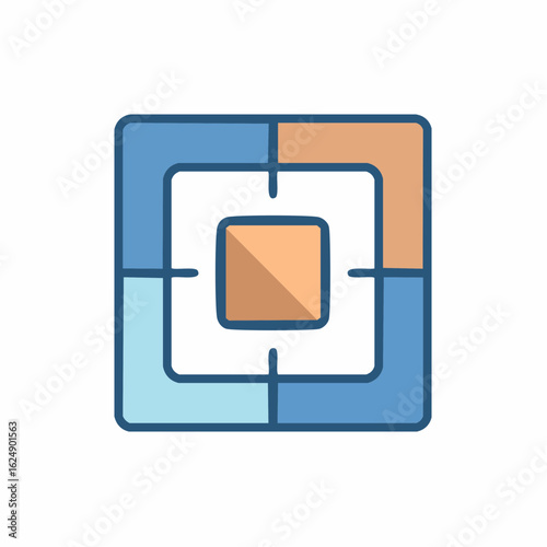 Colorful modular square icon with target crosshairs and central focus point