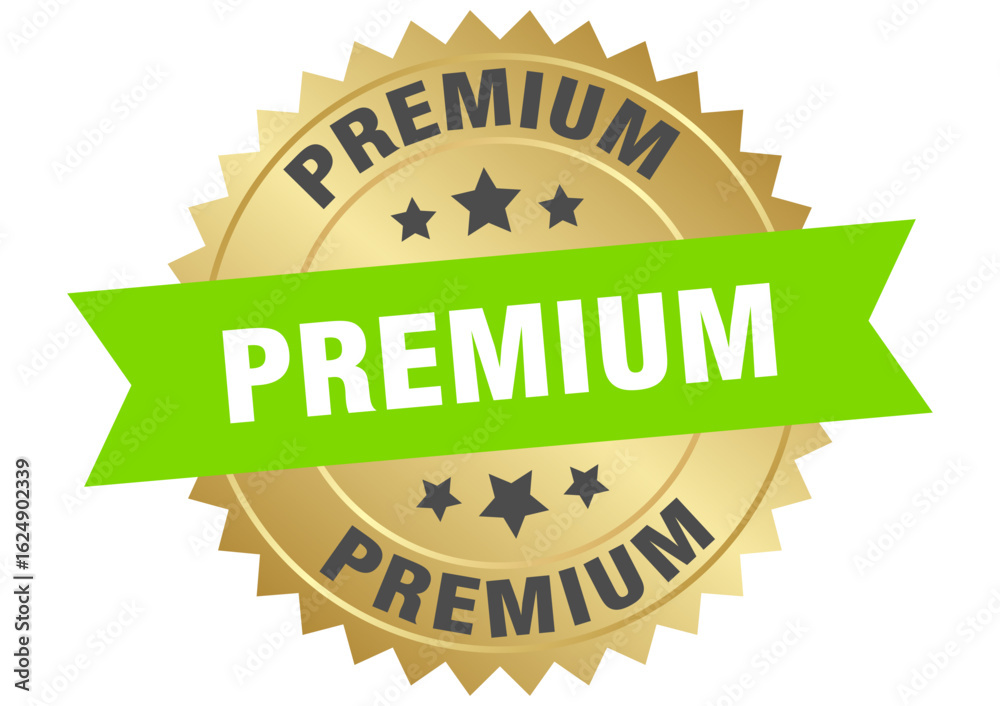 Obraz premium premium. premium round green and gold label isolated on transparent background