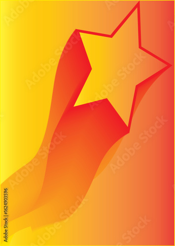 Abstract  smoothing  star illustration with orange and red gradient background - creative vector design for celebration, award, success or achievement themes