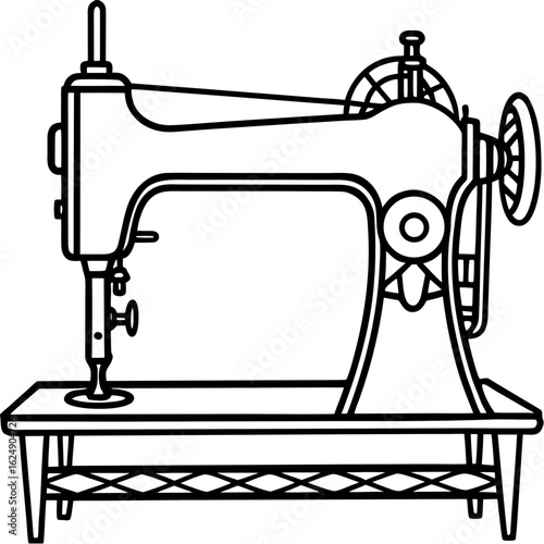 Vintage Sewing Machine on Table – Art Vector
