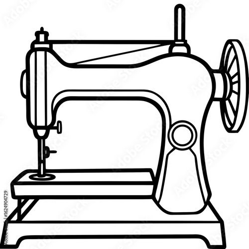 Vintage Sewing Machine on Table – Art Vector