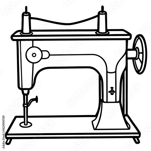Vintage Sewing Machine on Table – Art Vector