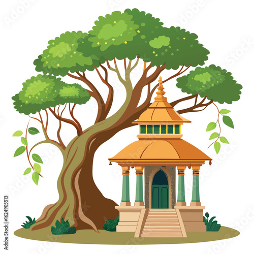 vector illustration of a tree with a house