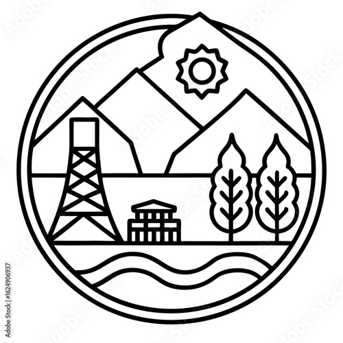 Minimalist Line Art Natural Resources Icon Vector Design