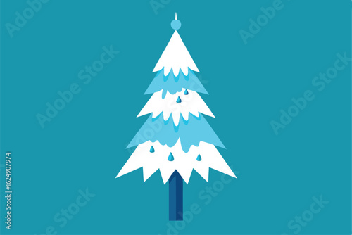 vector clipart of a snowy christmas tree with fro.eps