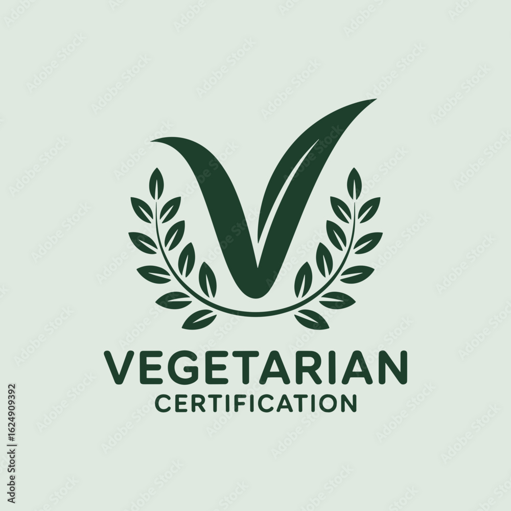 Fototapeta premium Vegetarian Label Icon – Certified Plant-Based Symbol