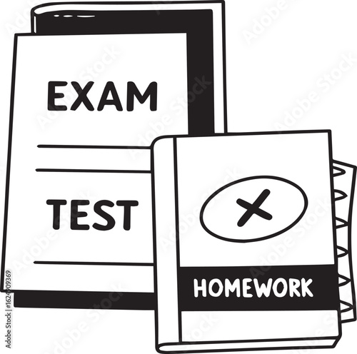 Hand-Drawn Exam, Test, and Homework - School and Education Vector Icons