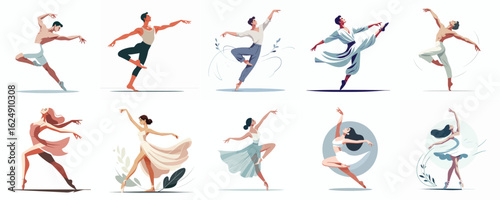 Grace in Motion: A Beautiful Collection of Illustrations of Male and Female Dancers
