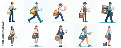 Delivering with a Smile: A Friendly Collection of Male and Female Postal Workers