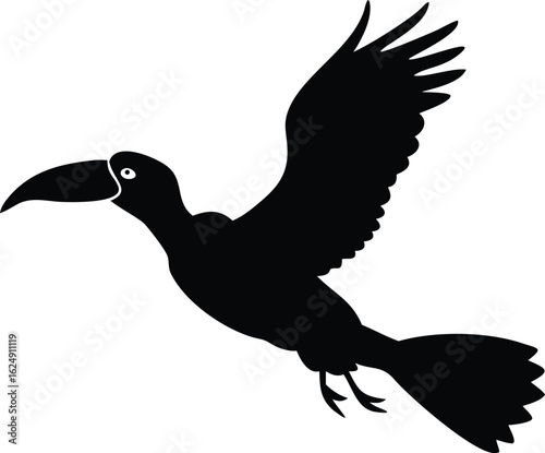 flying hornbill bird silhouette