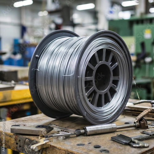wire spool at the factory