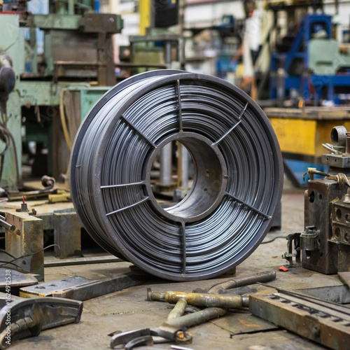 wire spool at the factory