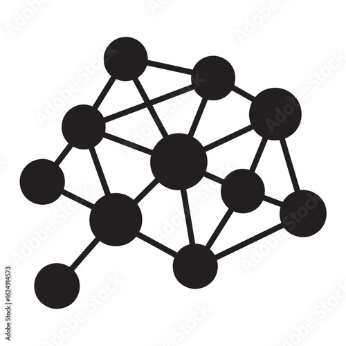 Black interconnected nodes network abstract graphic connection