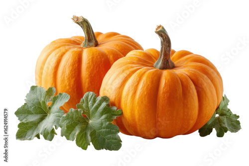 Harvesting fresh pumpkins in autumn farm still life outdoor view. Isolated on transparent background, png.