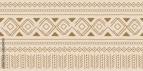 Hand drawn Batik seamless pattern. Geometric abstract illustration, Ethnic wallpaper. Tribal vector texture. Aztec style. Folk embroidery. Indian art, Scandinavian, African rug and tile.