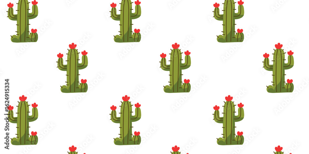 Naklejka premium vector illustration of a kids’ seamless cactus pattern