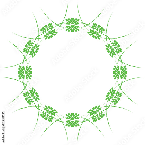 Green floral modern mandala vector frame design