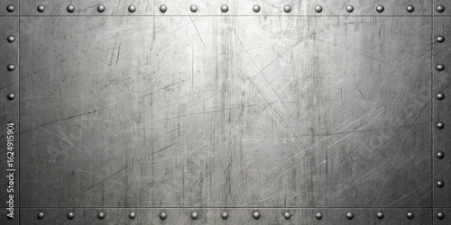 Metal plate with rivets, perfect for industrial backgrounds, textures, and designs with a vintage or grunge aesthetic and feel