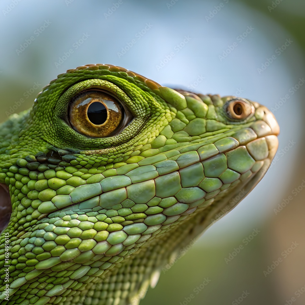 Fototapeta premium Small Green Iguana Closeup
